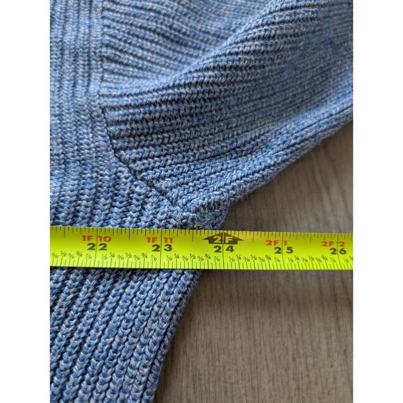 Talbots Womens Blue Ribbed Knit Sweater With Foldover Collar Size L - Picture 8 of 8